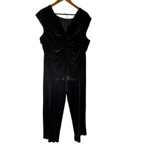 JS Collection Black Velour Top & Pants‎ Set 14 Slit Legs Whimsigoth Witchy
